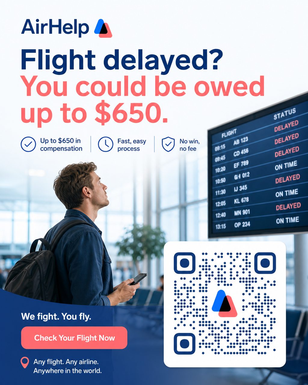AirHelp — Flight delayed? You could be owed up to $650. We fight. You fly.