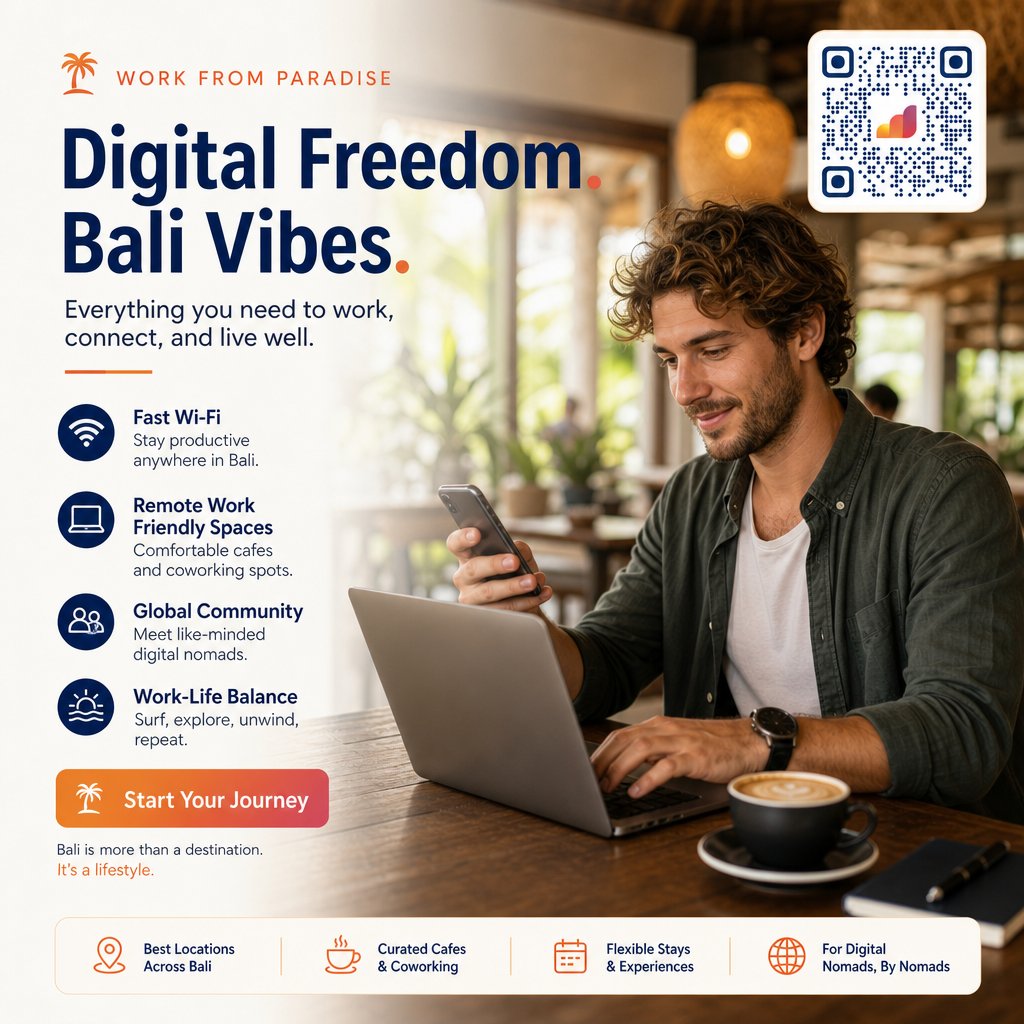 Remote worker in Bali cafe