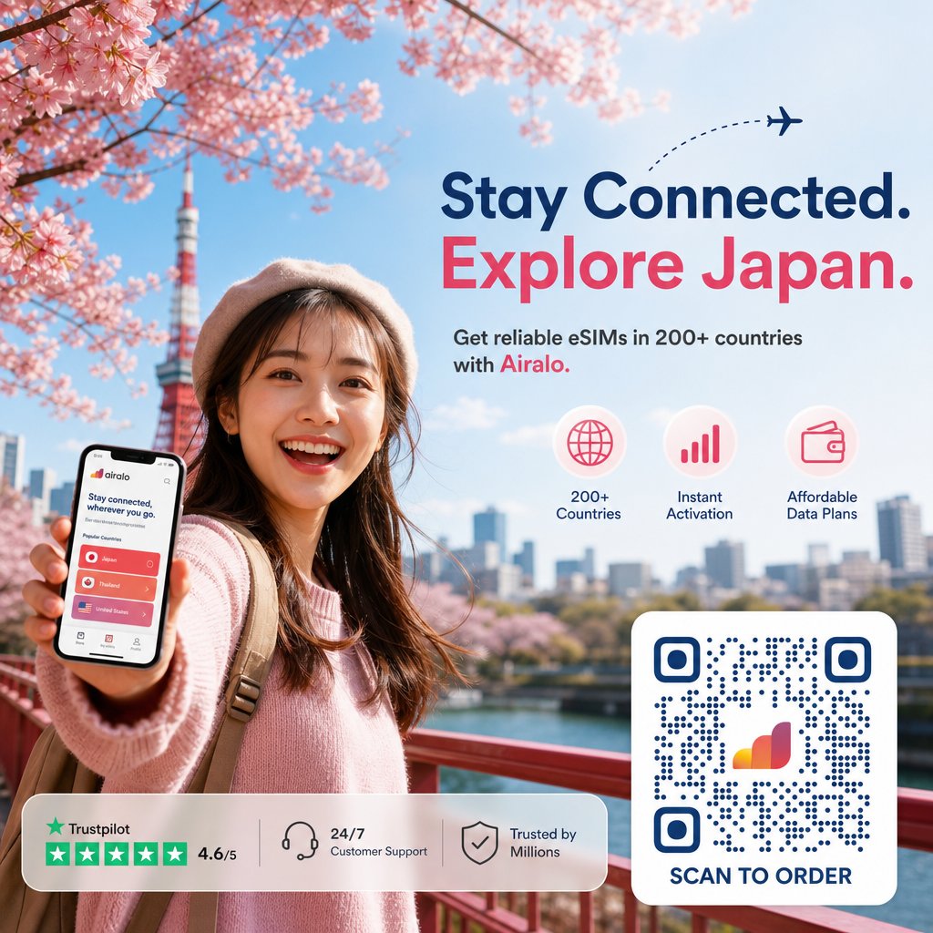 Traveler using Airalo eSIM in Japan